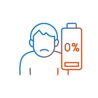 Vaccination effect gradient linear vector icon. Drowsiness and fatigue. Mental burnout. Physical weakness. Thin line color symbols. Modern style pictogram. Vector isolated outline drawing
