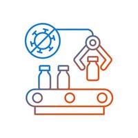 Vaccine manufacturer gradient linear vector icon. Pharmaceutical production. Automated medication distribution. Thin line color symbols. Modern style pictogram. Vector isolated outline drawing