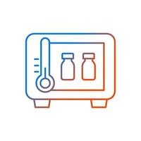 Vaccine storage gradient linear vector icon. Refrigerator with drug vials. Storing pharmaceutical supplies. Thin line color symbols. Modern style pictogram. Vector isolated outline drawing