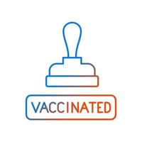 Vaccinated stamp gradient linear vector icon. Covid virus protection. Document for treatment. Health care. Thin line color symbols. Modern style pictogram. Vector isolated outline drawing