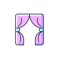 Curtains RGB color icon. Window blinds. Open drapes for theater stage. Textile products, hanging household cloths. Isolated vector illustration. Domestic item simple filled line drawing