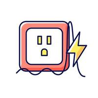 Power surge RGB color icon. Brief overvoltage spikes. Unexpected electricity flow interruption. Equipment damage. Isolated vector illustration. Electrical fire risk simple filled line drawing