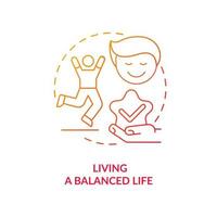 Living a balanced life concept icon. Addiction recovery steps. Creating healthy everyday habits. Body treatment abstract idea thin line illustration. Vector isolated outline color drawing