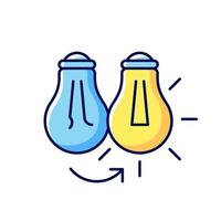 Changing lightbulb RGB color icon. Electrical repair. Bulb replacement. Leaving light bulb sockets empty. Isolated vector illustration. Avoiding electrocution injury simple filled line drawing