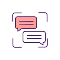 Text messaging RGB color icon. Chatting, texting online. Sending electronic messages. Exchanging emails between two smartphone users. Using Internet for communication. Isolated vector illustration