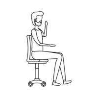 elegant businessman worker seated in office chair vector