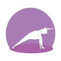 silhouette of woman practicing pilates position vector
