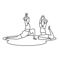 beauty girls couple practicing pilates position vector