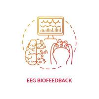 eeg icono del concepto de biorretroalimentación. métodos de tratamiento de adicciones. neuroterapia del cerebro humano. Ilustración de línea fina de idea abstracta de creación de cuerpo sano. dibujo de color de contorno aislado vectorial vector