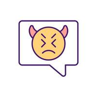 Embarrassing someone with hateful text messages RGB color icon. Using social media for threats. Spreading fake rumors. Sending offensive emails. Being rude online. Isolated vector illustration