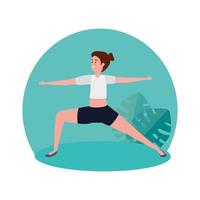 beauty woman practicing pilates in the camp vector