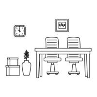 office work place scene icons vector