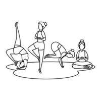 beauty girls group practicing pilates position vector