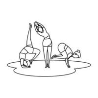 beauty girls group practicing pilates position vector