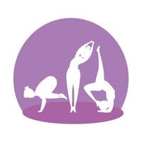 silhouette of girls group practicing pilates vector