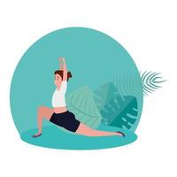 beauty woman practicing pilates in the camp vector