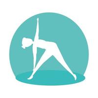 silhouette of woman practicing pilates position vector