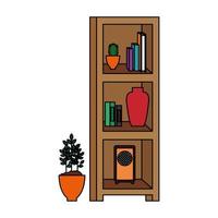 house place with shelving scene vector