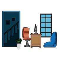 office work place scene with desktop vector