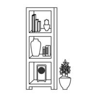 house place with shelving scene vector