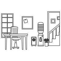 office work place scene icons vector