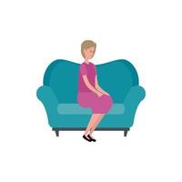 cute grandmother in the sofa character vector