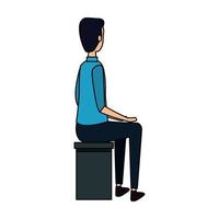 elegant businessman worker seated in bench vector