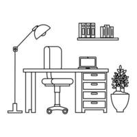 office work place scene with laptop vector