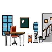 office work place scene icons vector