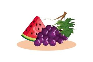 Plato aislado con diseño de vector de frutas