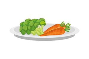 Isolated plate with vegetables vector design