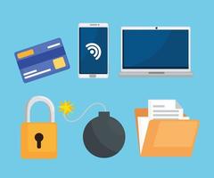 Cyber security icon collection vector