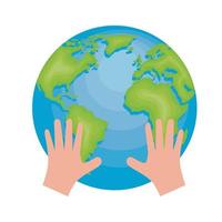 hands lifting earth vector