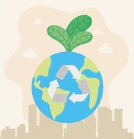 Recycle earth world with leaves vector