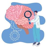 man checking brain vector