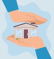 house between hands vector