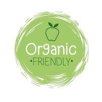Organic friendly label with apple vector