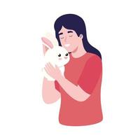 Woman with rabbit vector