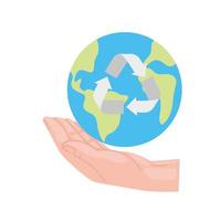 Recycle earth world over hand vector