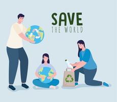 cartel de salvar el mundo vector