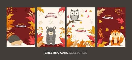 tarjeta de felicitación colección otoño vector