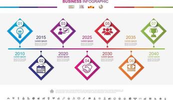 concepto de éxito empresarial de infografías de línea de tiempo con gráfico. no6 vector