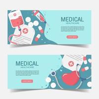 Cute Blood Donation elements banner background in flat style. vector