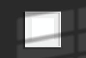 imagen de marco negro cuadrado vacío mínimo simulacro colgado en el fondo de la pared blanca vector
