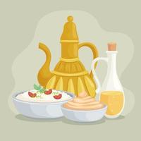 jar and arabic foods vector