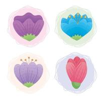 four flowers nature vector