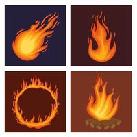 fire four flames vector