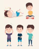 five kids with autism vector