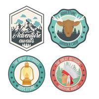 four camping patches vector