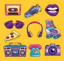 ten retro patches vector